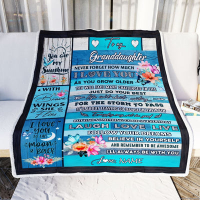 Personalized To My Granddaughter Blanket From Grandmother Never Forget How Much I Love You Butterfly Granddaughter Birthday Christmas Customized Fleece Blanket | siriusteestore