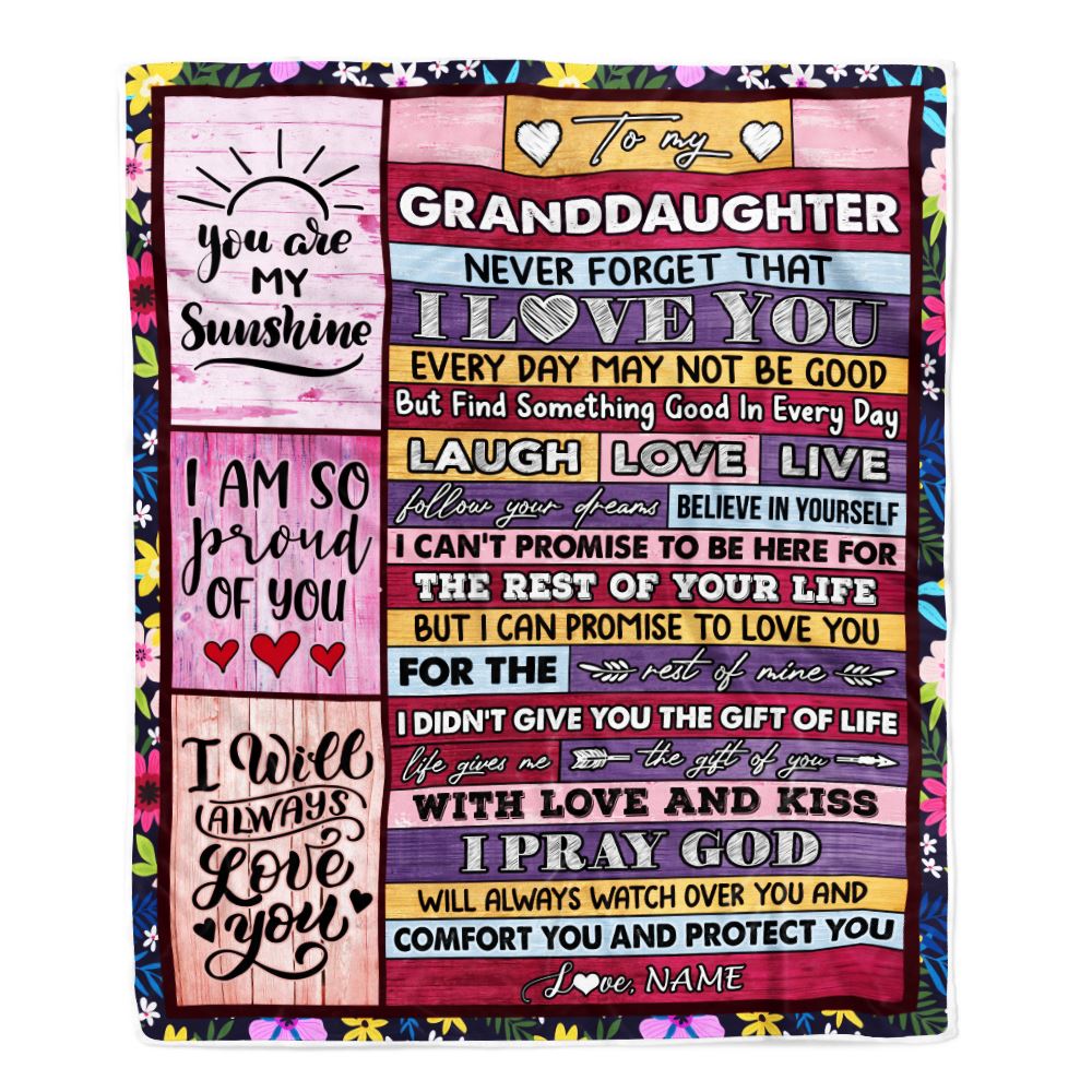 Personalized To My Granddaughter Blanket From Grandpa Grandma Wood You Are My Sunshine I Love You Granddaughter Birthday Christmas Bed Fleece Throw Blanket | siriusteestore