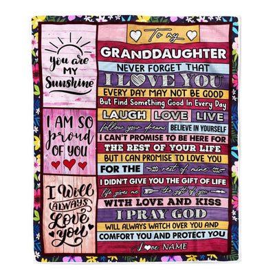 Personalized To My Granddaughter Blanket From Grandpa Grandma Wood You Are My Sunshine I Love You Granddaughter Birthday Christmas Bed Fleece Throw Blanket | siriusteestore
