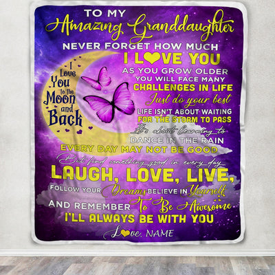 Personalized To My Granddaughter Blanket From Nana Grandma Butterfly Never Forget How Much I Love You Granddaughter Birthday Christmas Fleece Blanket | siriusteestore