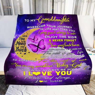Personalized To My Granddaughter Blanket From Nana Grandma Love You To The Moon And Back Butterfly Granddaughter Birthday Christmas Customized Fleece Blanket | siriusteestore