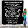Personalized To My Granddaughter Blanket Viking Never Feel You Are Alone Odin Scandinavian Norse Runes Birthday Christmas Customized Bed Fleece Throw Blanket | siriusteestore