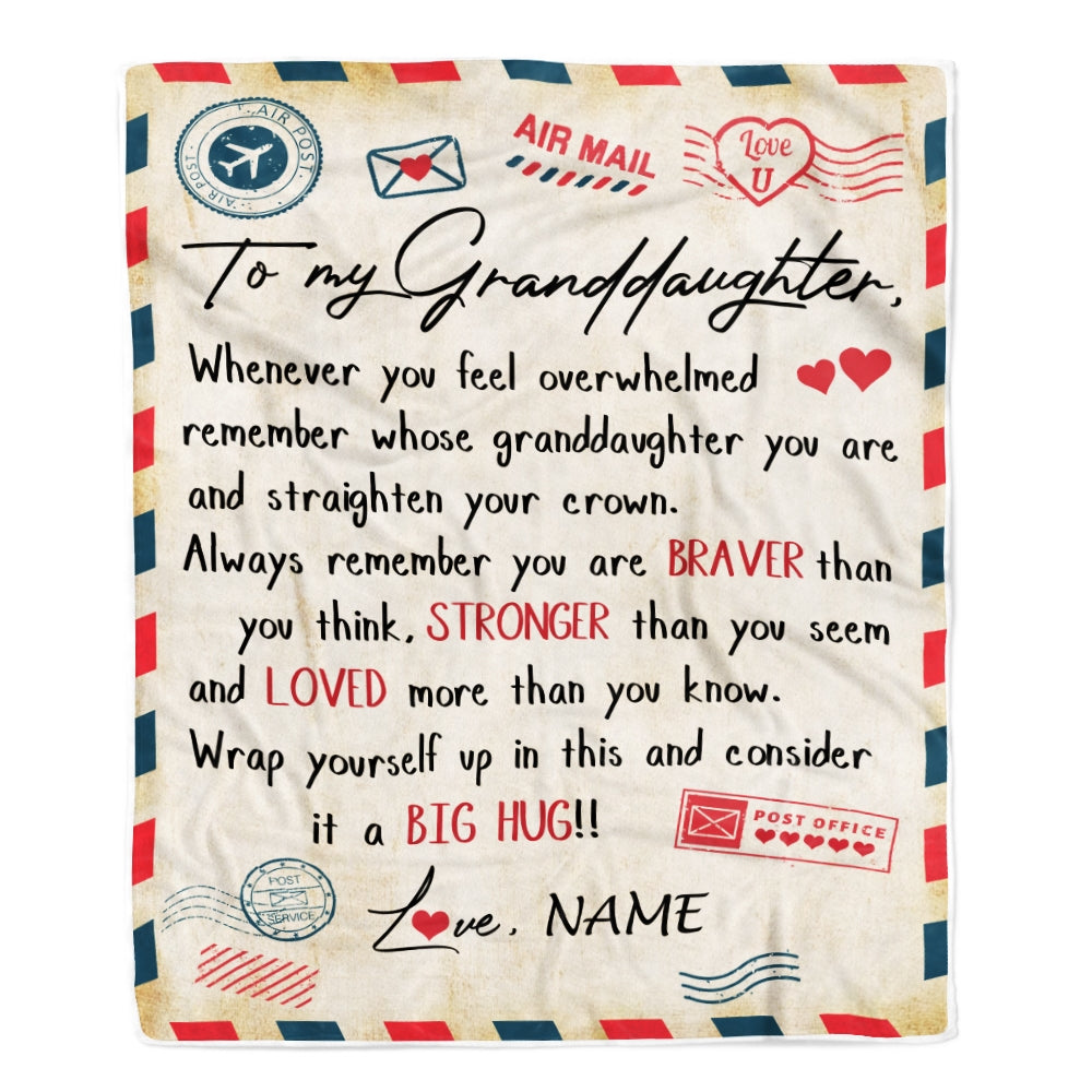 Personalized To My Granddaughter Blanket from Grandma Mail Letter Granddaughter Birthday Graduation Christmas Customized Fleece Blanket | siriusteestore