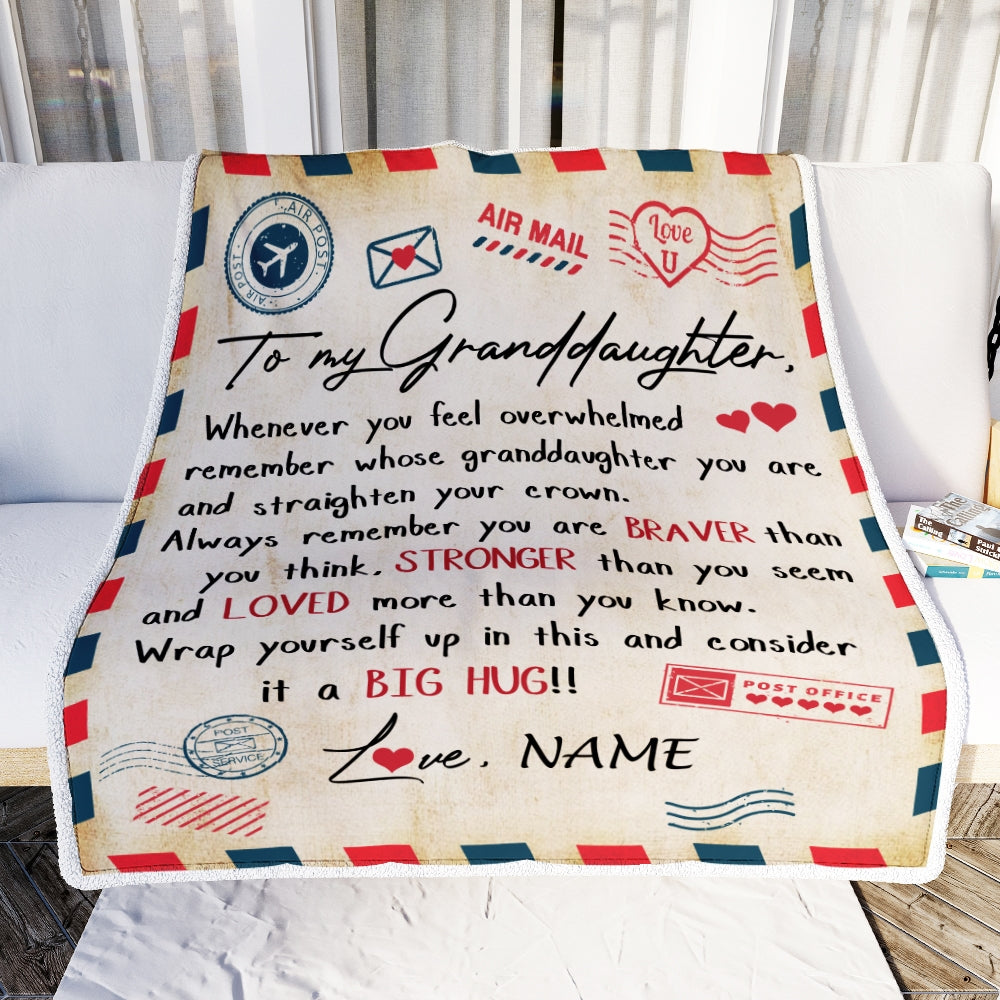 Personalized To My Granddaughter Blanket from Grandma Mail Letter Granddaughter Birthday Graduation Christmas Customized Fleece Blanket | siriusteestore