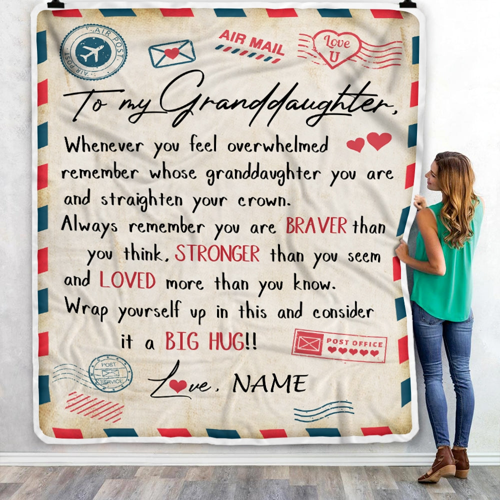 Personalized To My Granddaughter Blanket from Grandma Mail Letter Granddaughter Birthday Graduation Christmas Customized Fleece Blanket | siriusteestore