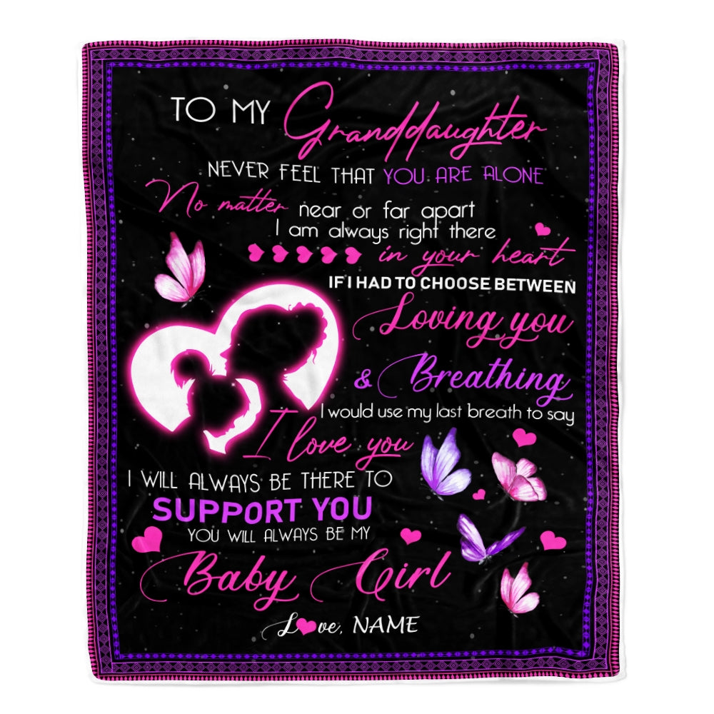 Personalized To My Granddaughter Blanket from Grandma Nana Mimi You Will Always Be My Baby Girl Butterfly Birthday Christmas Customized Fleece Blanket | siriusteestore