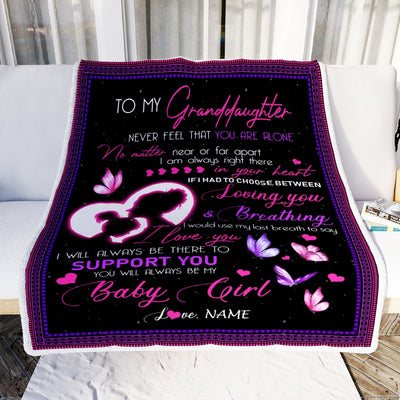 Personalized To My Granddaughter Blanket from Grandma Nana Mimi You Will Always Be My Baby Girl Butterfly Birthday Christmas Customized Fleece Blanket | siriusteestore