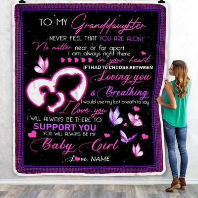 Personalized To My Granddaughter Blanket from Grandma Nana Mimi You Will Always Be My Baby Girl Butterfly Birthday Christmas Customized Fleece Blanket | siriusteestore