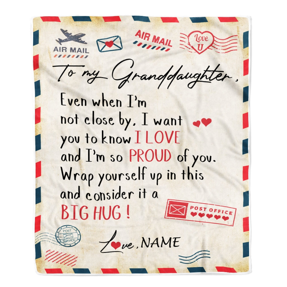 Personalized To My Granddaughter Blanket from Grandma Papa Proud Of You Air Mail Letter Granddaughter Birthday Christmas Gift Bed Quilt Fleece Throw Blanket | siriusteestore