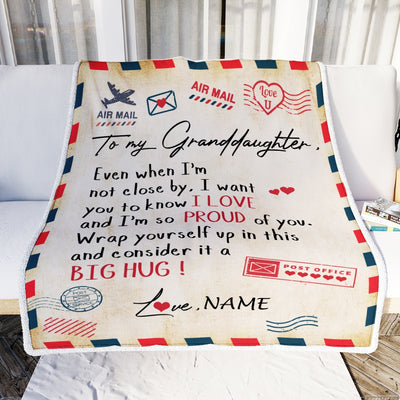 Personalized To My Granddaughter Blanket from Grandma Papa Proud Of You Air Mail Letter Granddaughter Birthday Christmas Gift Bed Quilt Fleece Throw Blanket | siriusteestore