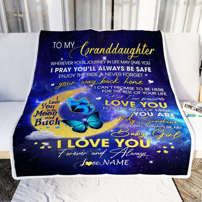 Personalized To My Granddaughter From Grandma Grandpa Blanket You Are My Sunshine Butterfly Birthday Graduation Christmas Gift Bed Quilt Fleece Throw Blanket | siriusteestore