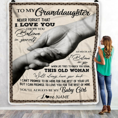 Personalized To My Granddaughter From Grandma Nana Never Forget That I Love You Great Birthday Graduation Christmas Bed Quilt Fleece Throw Blanket | siriusteestore