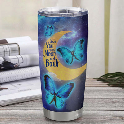 Personalized To My Granddaughter From Grandma Nana Stainless Steel Tumbler Cup Butterfly I Love You To The Moon Granddaughter Birthday Graduation Christmas Travel Mug | siriusteestore