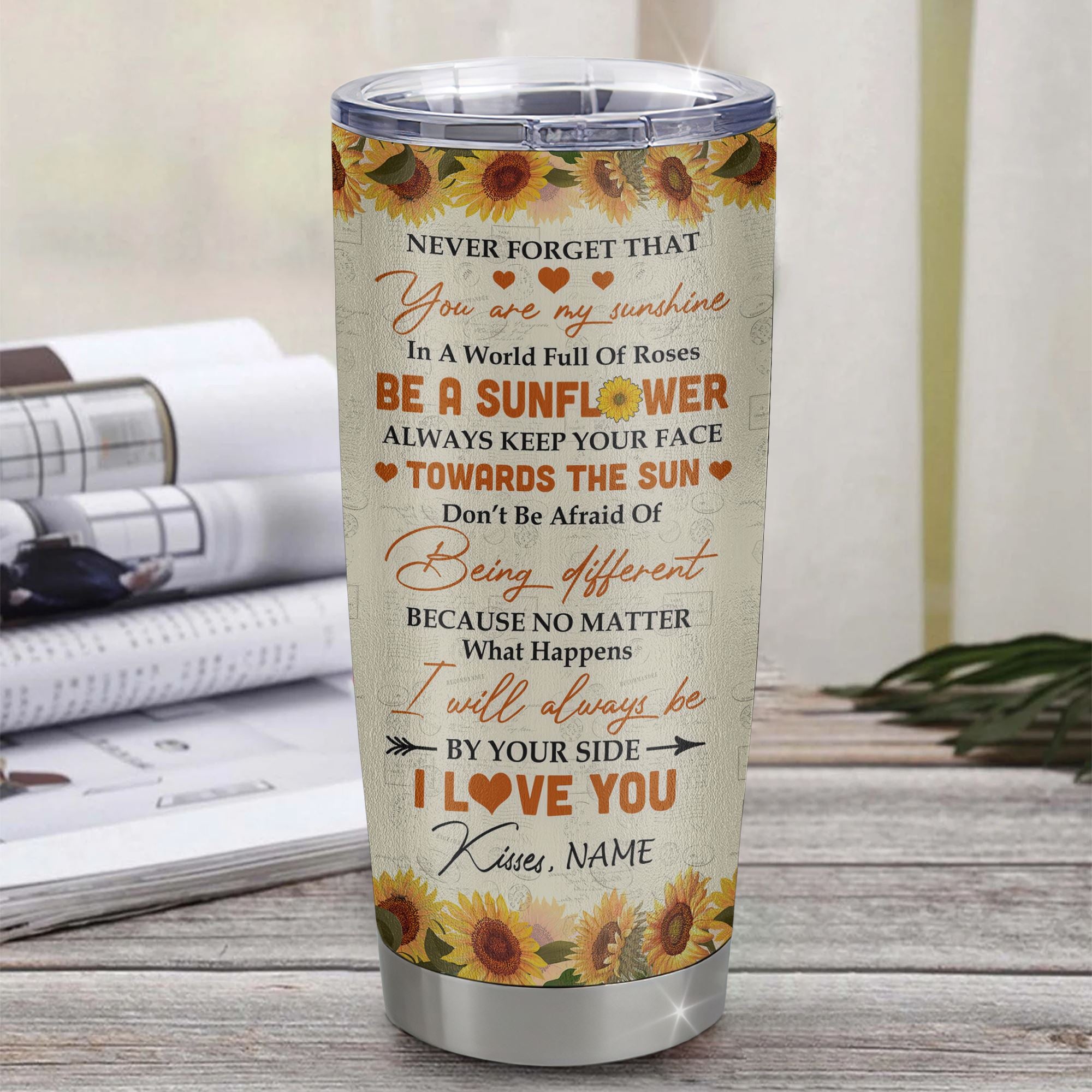 Personalized To My Granddaughter From Grandma Stainless Steel Tumbler Cup Never Forget That You Are My Sunshine Sunflower Granddaughter Birthday Christmas Travel Mug | siriusteestore