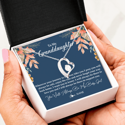 Forever Love Necklace | Personalized To My Granddaughter From Grandma You Will Always Be My Baby Girl Granddaughter Jewelry Birthday Christmas Customized Gift Box Message Card | siriusteestore
