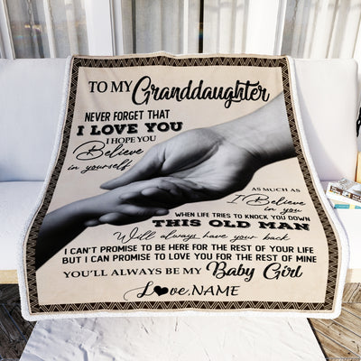 Personalized To My Granddaughter From Grandpa Papa Never Forget That I Love You Great Birthday Graduation Christmas Bed Quilt Fleece Throw Blanket | siriusteestore