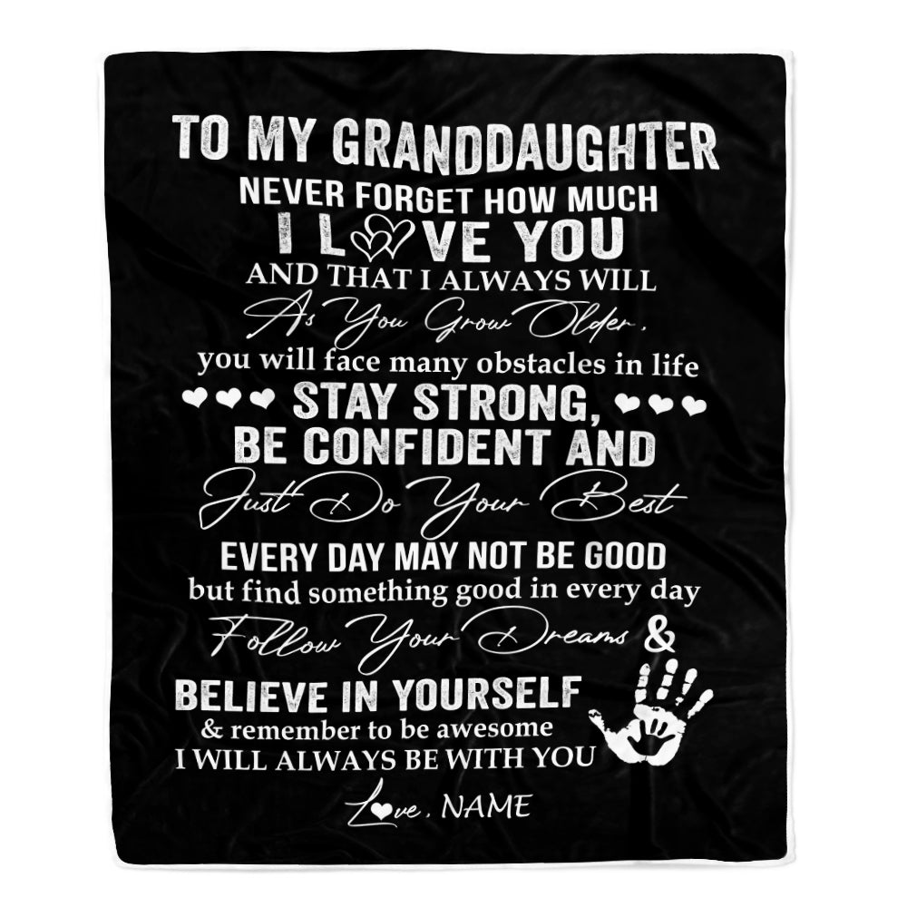 Personalized To My Granddaughter I Love You Forever From Grandma Grandpa Nana Birthday Christmas Thanksgiving Graduation Customized Fleece Blanket | siriusteestore