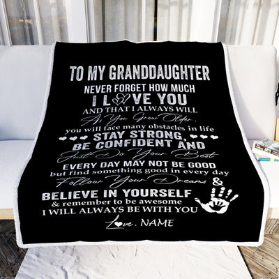 Personalized To My Granddaughter I Love You Forever From Grandma Grandpa Nana Birthday Christmas Thanksgiving Graduation Customized Fleece Blanket | siriusteestore