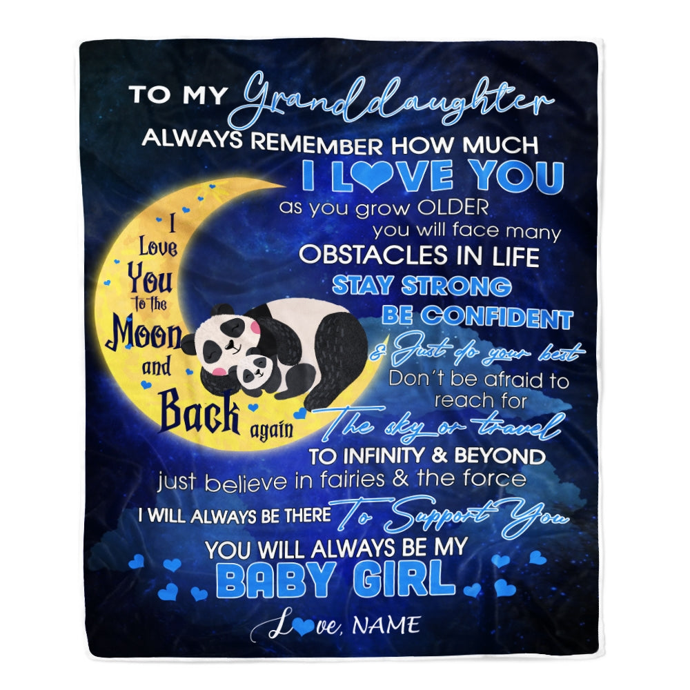 Personalized To My Granddaughter I Love You Forever From Grandma Grandpa Nana Panda Birthday Christmas Thanksgiving Graduation Customized Fleece Blanket | siriusteestore
