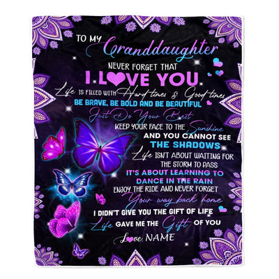 Personalized To My Granddaughter I Love You From Grandma Grandpa Nana Butterfly Birthday Christmas Thanksgiving Graduation Customized Fleece Blanket | siriusteestore