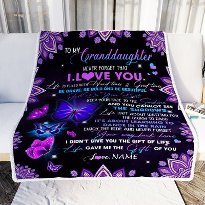 Personalized To My Granddaughter I Love You From Grandma Grandpa Nana Butterfly Birthday Christmas Thanksgiving Graduation Customized Fleece Blanket | siriusteestore