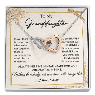 Interlocking Hearts Necklace | Personalized To My Granddaughter Necklace From Grandma Always Keep Me In Your Heart Granddaughter Birthday Graduation Christmas Customized Gift Box Message Card | siriusteestore