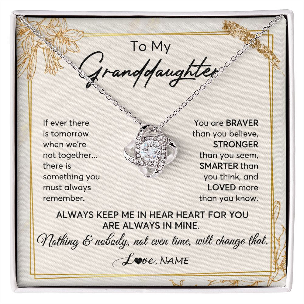 Love Knot Necklace | Personalized To My Granddaughter Necklace From Grandma Always Keep Me In Your Heart Granddaughter Birthday Graduation Christmas Customized Gift Box Message Card | siriusteestore