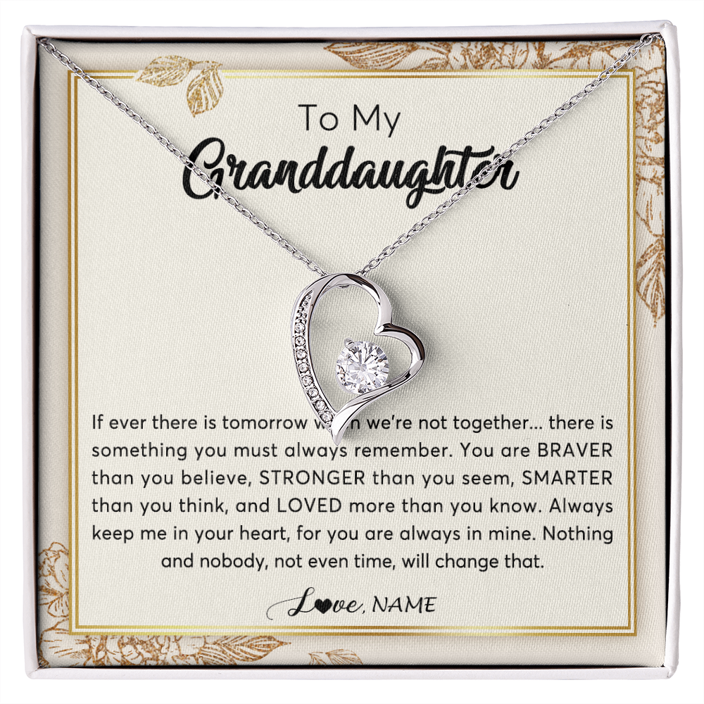 Forever Love Necklace | Personalized To My Granddaughter Necklace From Grandma Braver Stronger Smarter Loved Granddaughter Jewelry Birthday Christmas Customized Gift Box Message Card | siriusteestore