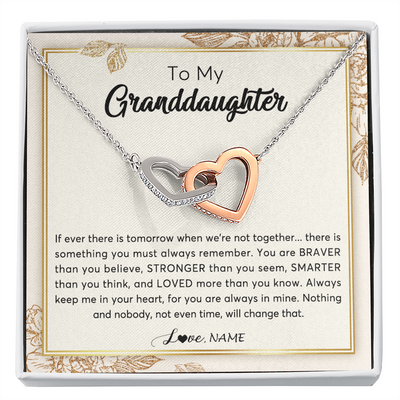 Interlocking Hearts Necklace | Personalized To My Granddaughter Necklace From Grandma Braver Stronger Smarter Loved Granddaughter Jewelry Birthday Christmas Customized Gift Box Message Card | siriusteestore