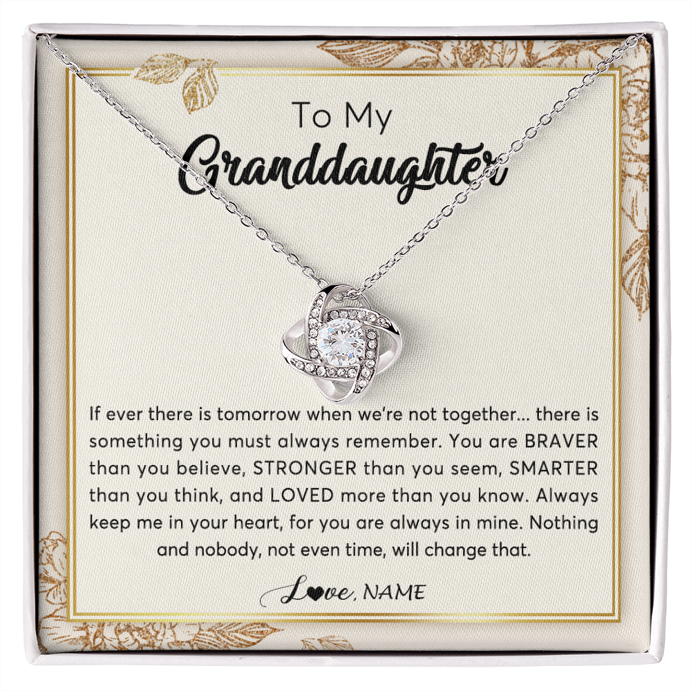 Love Knot Necklace | Personalized To My Granddaughter Necklace From Grandma Braver Stronger Smarter Loved Granddaughter Jewelry Birthday Christmas Customized Gift Box Message Card | siriusteestore