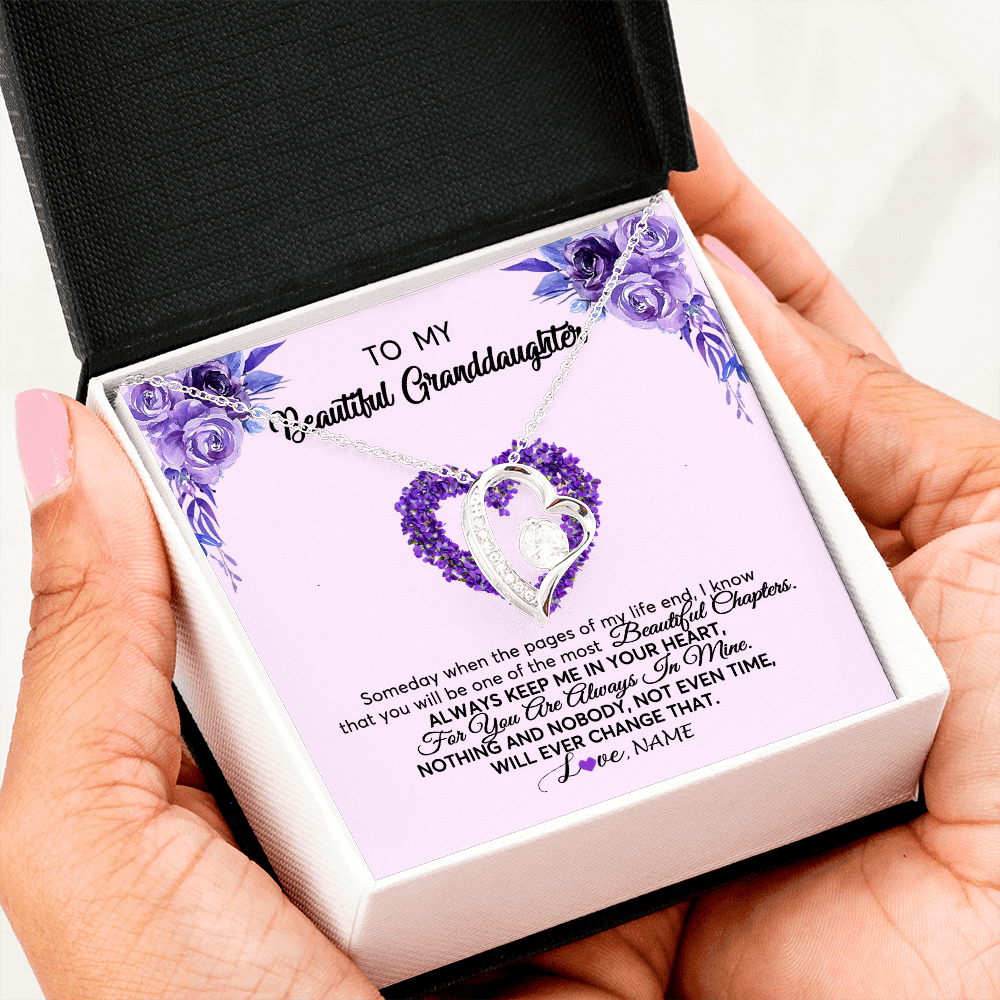 Forever Love Necklace | Personalized To My Granddaughter Necklace From Grandma Flower Flower Always Keep Me In Your Heart Granddaughter Birthday Customized Gift Box Message Card | siriusteestore