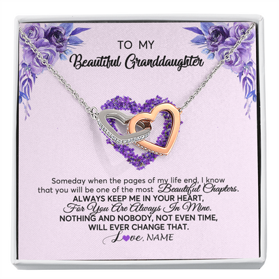 Interlocking Hearts Necklace | Personalized To My Granddaughter Necklace From Grandma Flower Flower Always Keep Me In Your Heart Granddaughter Birthday Customized Gift Box Message Card | siriusteestore