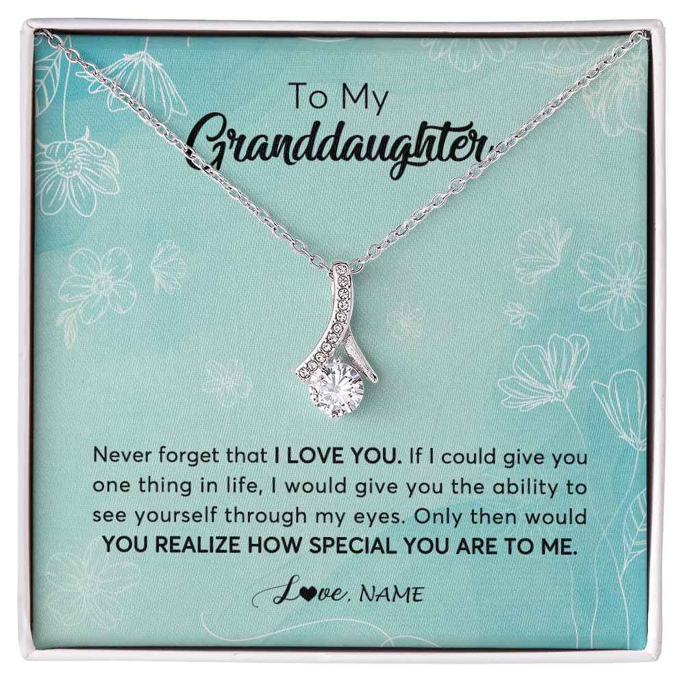Alluring Beauty Necklace | Personalized To My Granddaughter Necklace From Grandma Flower Never Forget I Love You Granddaughter Jewelry Graduation Birthday Customized Gift Box Message Card | siriusteestore