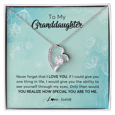 Forever Love Necklace | Personalized To My Granddaughter Necklace From Grandma Flower Never Forget I Love You Granddaughter Jewelry Graduation Birthday Customized Gift Box Message Card | siriusteestore