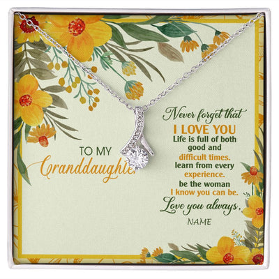 Alluring Beauty Necklace | Personalized To My Granddaughter Necklace From Grandma Flower Never Forget That I Love You Granddaughter Birthday Christmas Customized Gift Box Message Card | siriusteestore