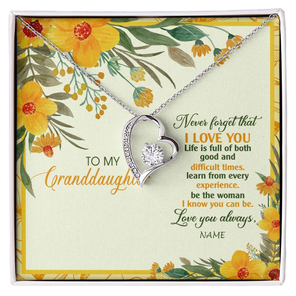 Forever Love Necklace | Personalized To My Granddaughter Necklace From Grandma Flower Never Forget That I Love You Granddaughter Birthday Christmas Customized Gift Box Message Card | siriusteestore