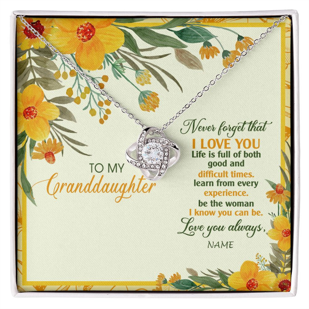 Love Knot Necklace | Personalized To My Granddaughter Necklace From Grandma Flower Never Forget That I Love You Granddaughter Birthday Christmas Customized Gift Box Message Card | siriusteestore