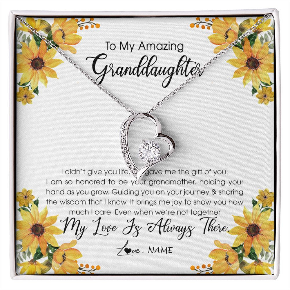 Forever Love Necklace | Personalized To My Granddaughter Necklace From Grandma Grandmother My Love Is Always There Granddaughter Birthday Christmas Customized Gift Box Message Card | siriusteestore