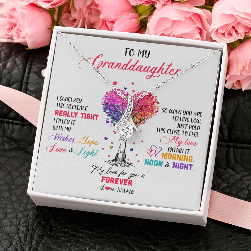 Alluring Beauty Necklace | Personalized To My Granddaughter Necklace From Grandma Grandpa I Squeezed This Necklace Granddaughter Birthday Christmas Customized Gift Box Message Card | siriusteestore