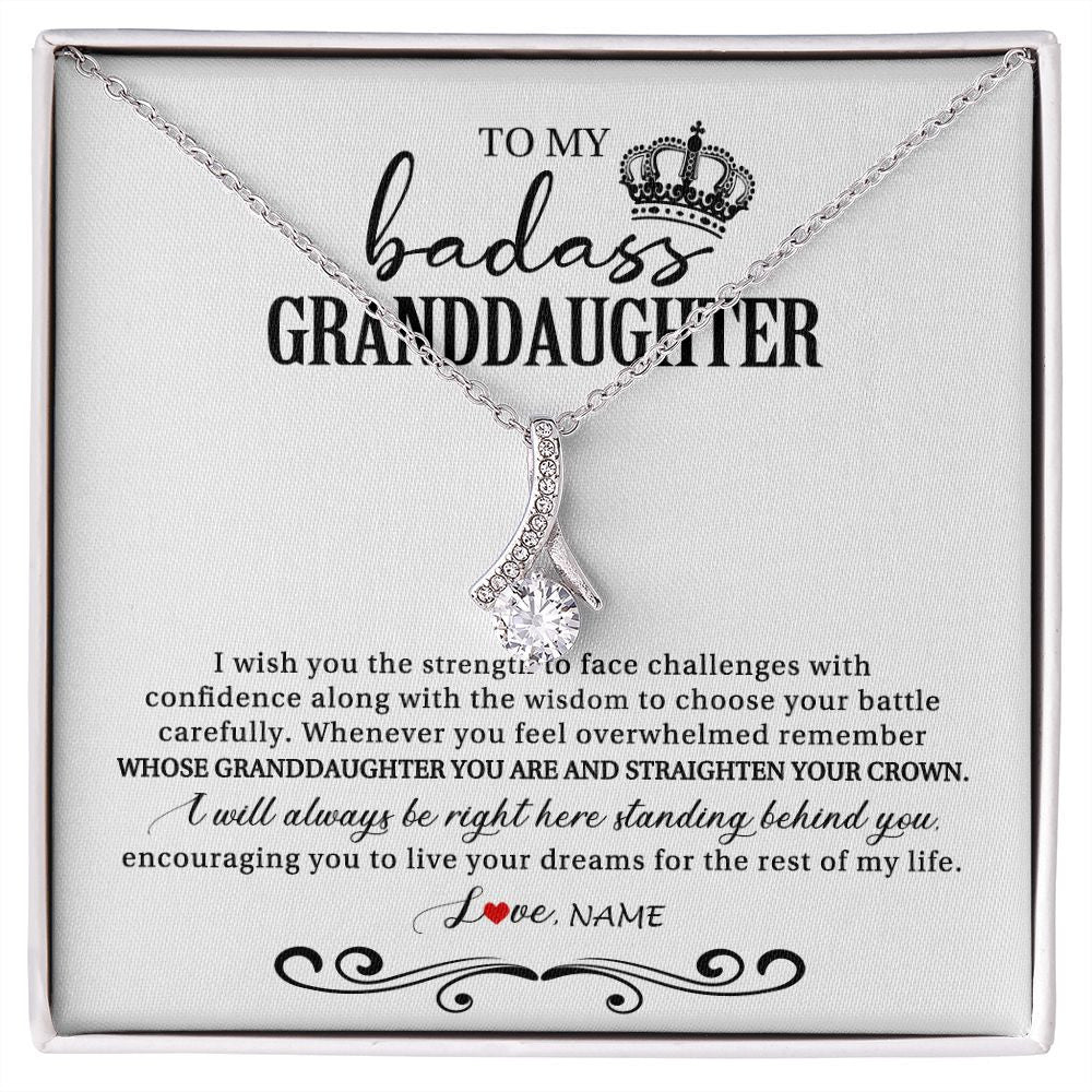 Alluring Beauty Necklace | Personalized To My Granddaughter Necklace From Grandma Grandpa Nana Wish You The Strength Granddaughter Birthday Christmas Customized Gift Box Message Card | siriusteestore