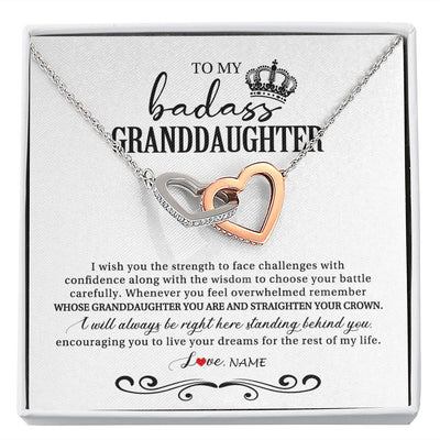 Interlocking Hearts Necklace | Personalized To My Granddaughter Necklace From Grandma Grandpa Nana Wish You The Strength Granddaughter Birthday Christmas Customized Gift Box Message Card | siriusteestore