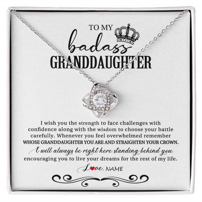 Love Knot Necklace | Personalized To My Granddaughter Necklace From Grandma Grandpa Nana Wish You The Strength Granddaughter Birthday Christmas Customized Gift Box Message Card | siriusteestore