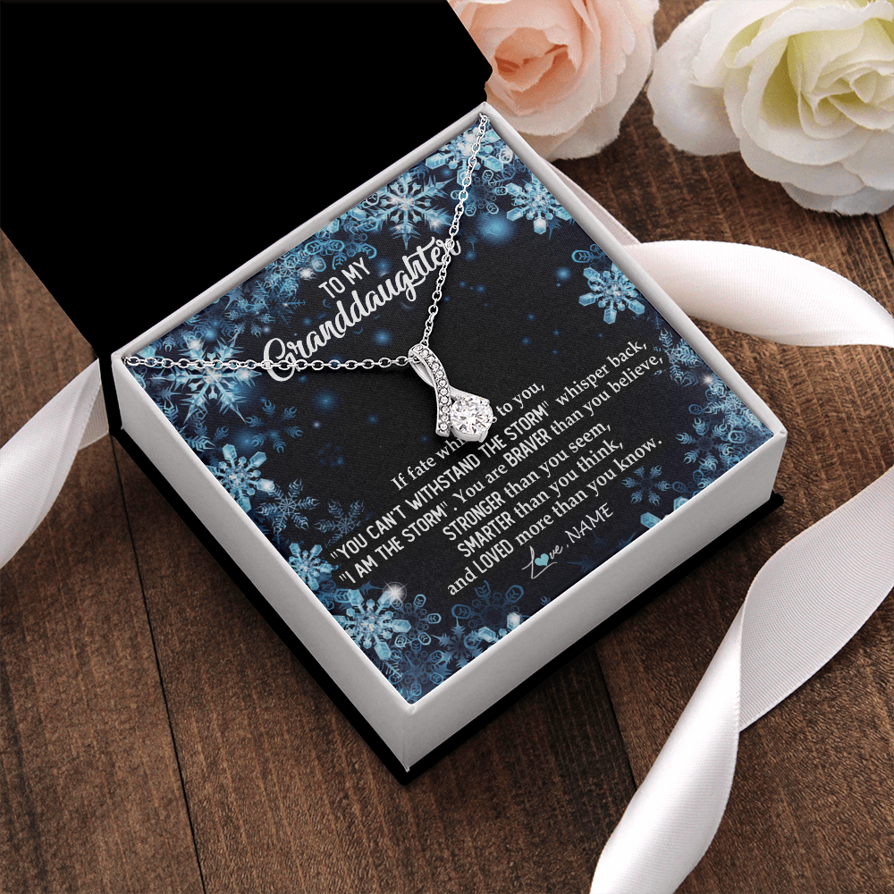 Alluring Beauty Necklace | Personalized To My Granddaughter Necklace From Grandma Grandpa Whisper Back I Am The Storm Granddaughter Jewelry Birthday Christmas Customized Message Card | siriusteestore