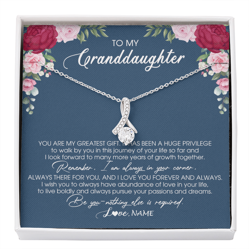 Alluring Beauty Necklace | Personalized To My Granddaughter Necklace From Grandma Grandpa You Are My Greatest Gift Granddaughter Birthday Customized Jewelry Gift Box Message Card | siriusteestore