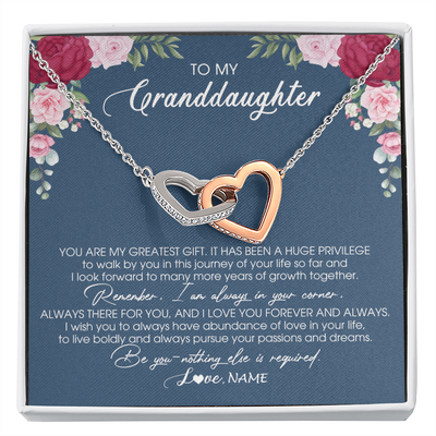Interlocking Hearts Necklace | Personalized To My Granddaughter Necklace From Grandma Grandpa You Are My Greatest Gift Granddaughter Birthday Customized Jewelry Gift Box Message Card | siriusteestore