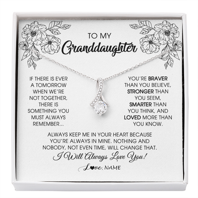Alluring Beauty Necklace | Personalized To My Granddaughter Necklace From Grandma Grandpa You're Braver Stronger Smarter Granddaughter Birthday Customized Jewelry Gift Box Message Card | siriusteestore