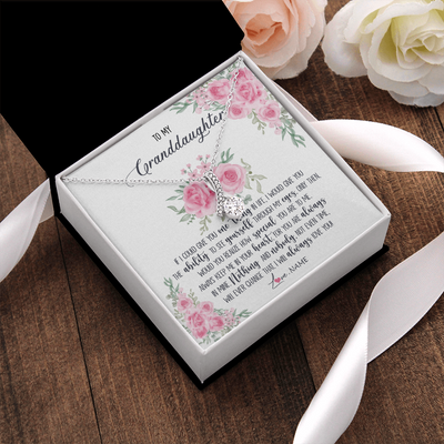 Alluring Beauty Necklace | Personalized To My Granddaughter Necklace From Grandma I Will Always Love You Granddaughter Birthday Christmas Pendant Jewelry Customized Gift Box Message Card | siriusteestore