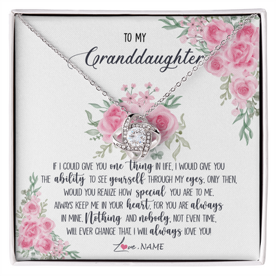 Love Knot Necklace | Personalized To My Granddaughter Necklace From Grandma I Will Always Love You Granddaughter Birthday Christmas Pendant Jewelry Customized Gift Box Message Card | siriusteestore