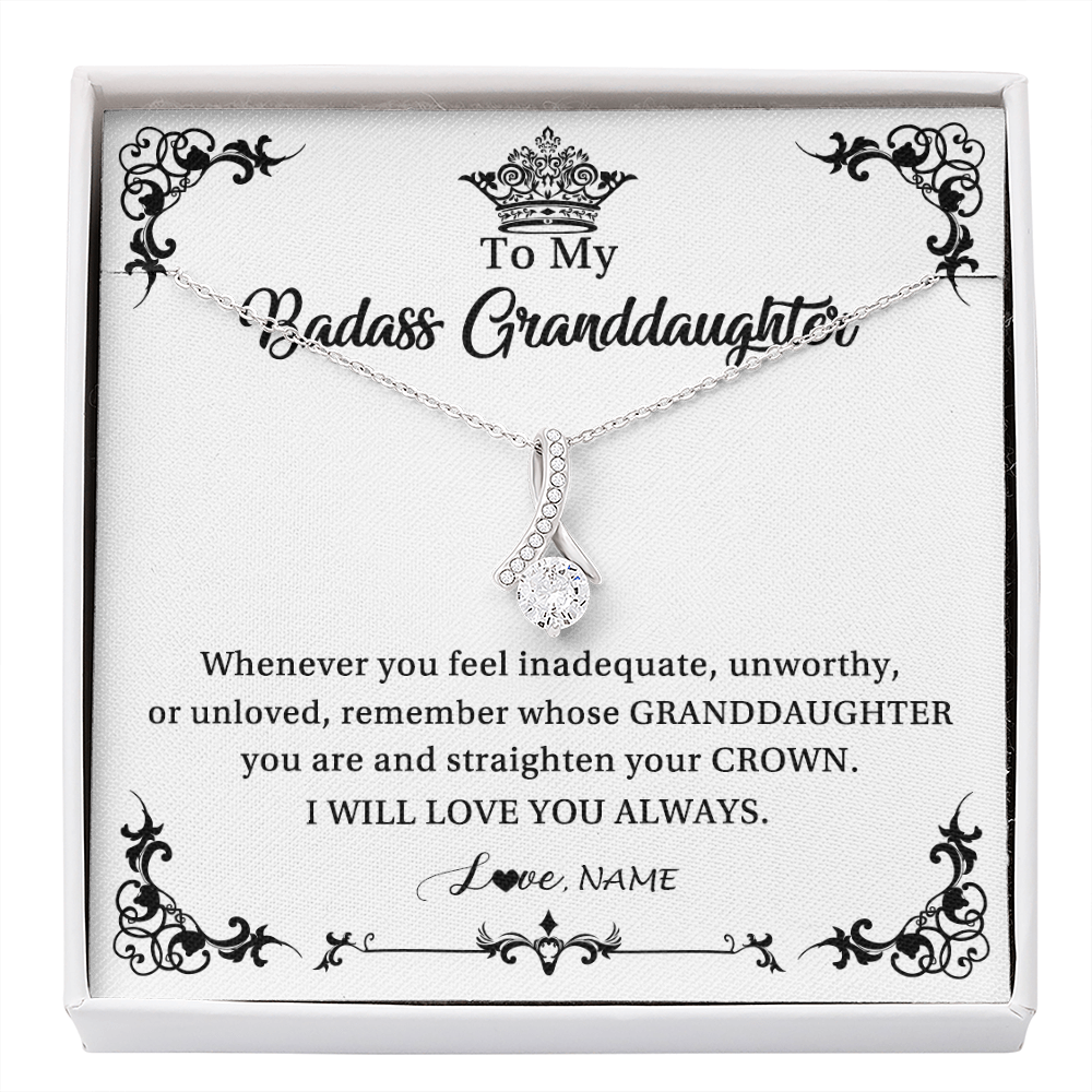 Alluring Beauty Necklace | Personalized To My Granddaughter Necklace From Grandma I Will Love You Always Granddaughter Jewelry Birthday Christmas Customized Message Card | siriusteestore