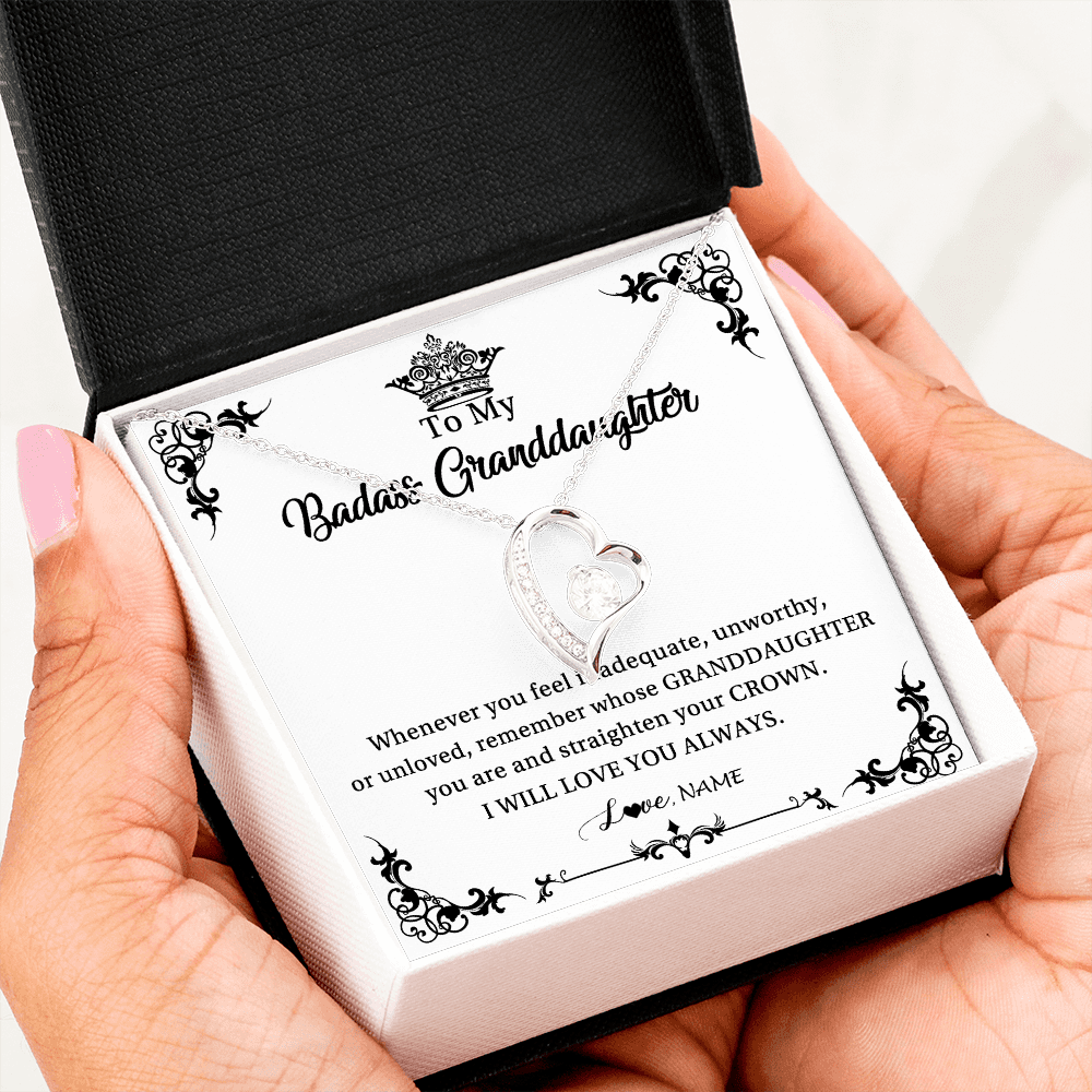 Forever Love Necklace | Personalized To My Granddaughter Necklace From Grandma I Will Love You Always Granddaughter Jewelry Birthday Christmas Customized Message Card | siriusteestore